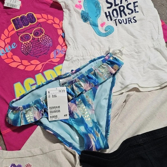 BUNDLE Girls Summer 10 items Clothing Swimwear Bikini Shorts Leggings si… - Picture 4 of 4